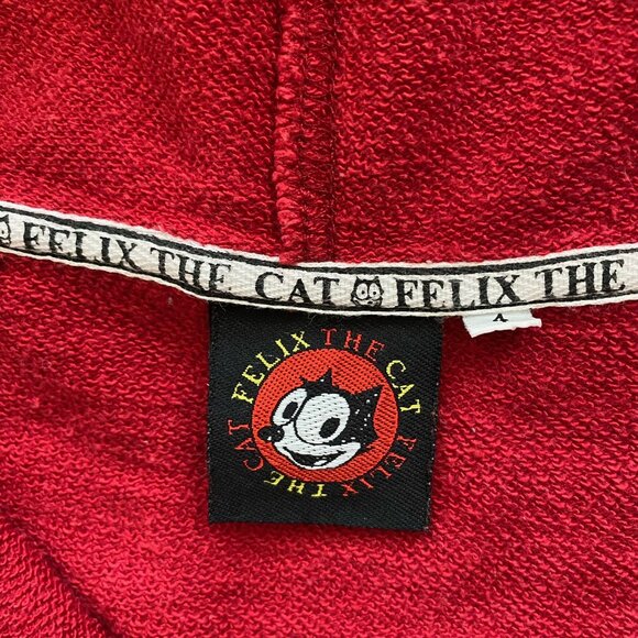 Vintage Felix The Cat Cartoon Zip Red Hoodie Size 4 (Men's M)  1998 Made in HK - Picture 6 of 8